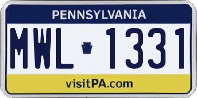 PA license plate MWL1331