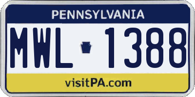 PA license plate MWL1388