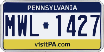 PA license plate MWL1427