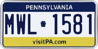 PA license plate MWL1581