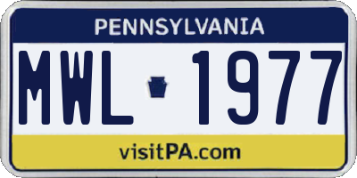 PA license plate MWL1977