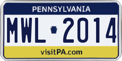 PA license plate MWL2014