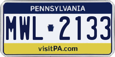 PA license plate MWL2133
