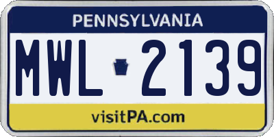 PA license plate MWL2139