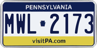 PA license plate MWL2173