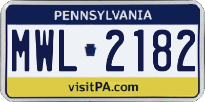 PA license plate MWL2182