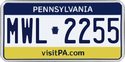 PA license plate MWL2255