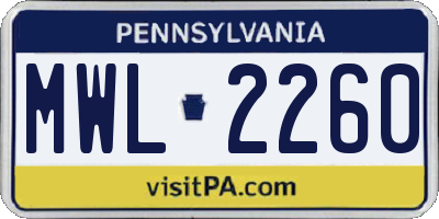 PA license plate MWL2260