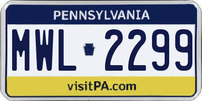 PA license plate MWL2299