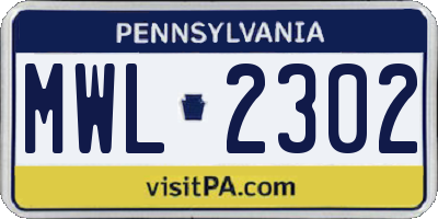 PA license plate MWL2302