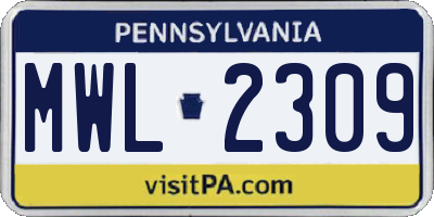 PA license plate MWL2309