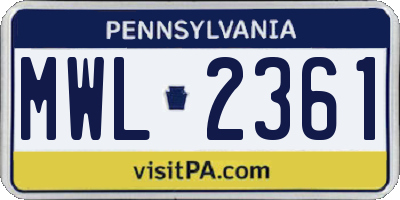 PA license plate MWL2361