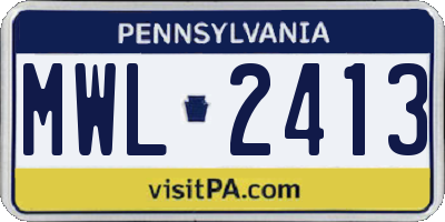 PA license plate MWL2413