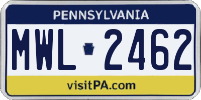 PA license plate MWL2462