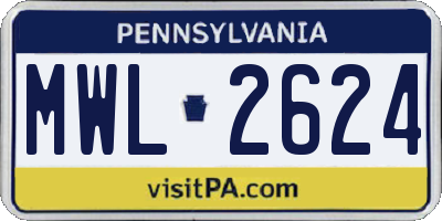 PA license plate MWL2624