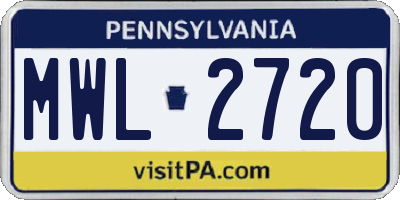 PA license plate MWL2720