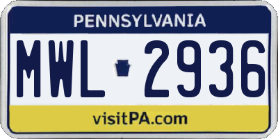 PA license plate MWL2936