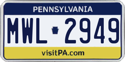 PA license plate MWL2949