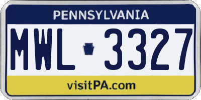 PA license plate MWL3327