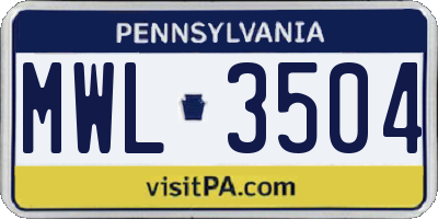 PA license plate MWL3504