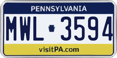 PA license plate MWL3594