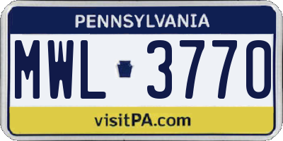 PA license plate MWL3770