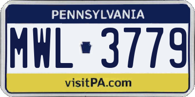 PA license plate MWL3779