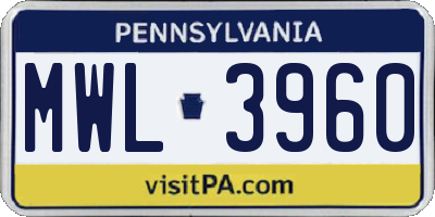 PA license plate MWL3960