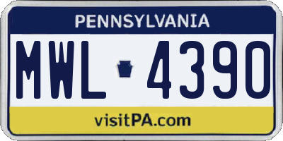 PA license plate MWL4390