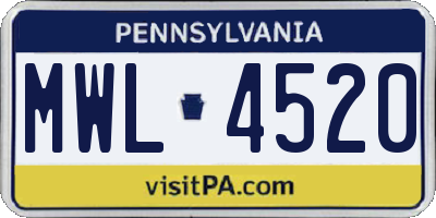 PA license plate MWL4520