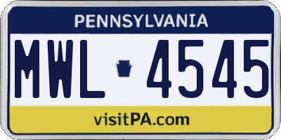PA license plate MWL4545