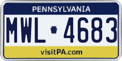 PA license plate MWL4683