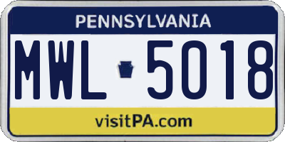 PA license plate MWL5018