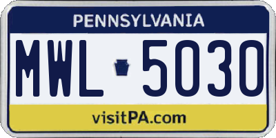 PA license plate MWL5030