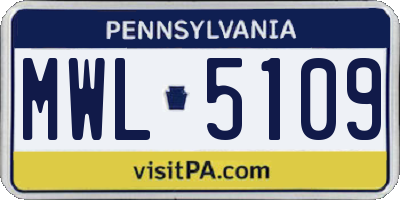 PA license plate MWL5109
