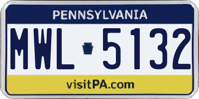 PA license plate MWL5132