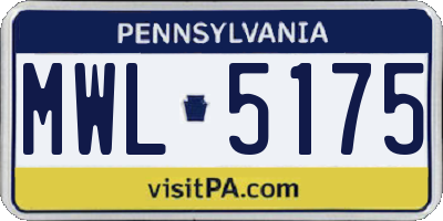 PA license plate MWL5175