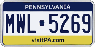 PA license plate MWL5269