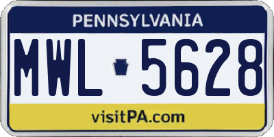 PA license plate MWL5628