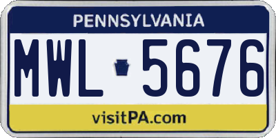 PA license plate MWL5676