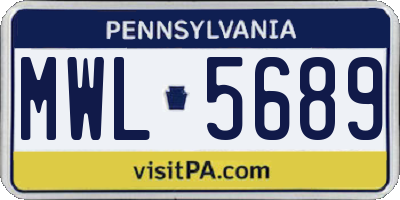 PA license plate MWL5689