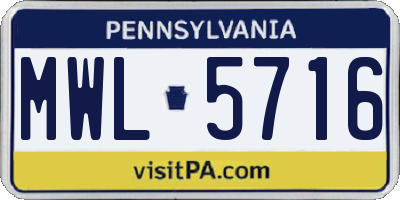 PA license plate MWL5716