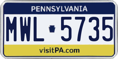 PA license plate MWL5735