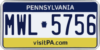 PA license plate MWL5756