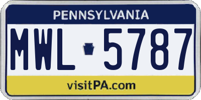 PA license plate MWL5787