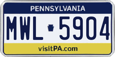 PA license plate MWL5904