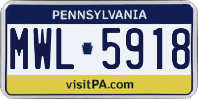 PA license plate MWL5918
