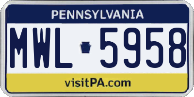 PA license plate MWL5958