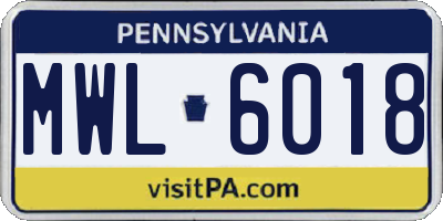 PA license plate MWL6018