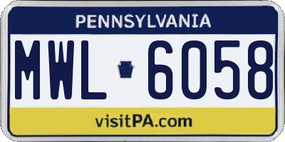 PA license plate MWL6058